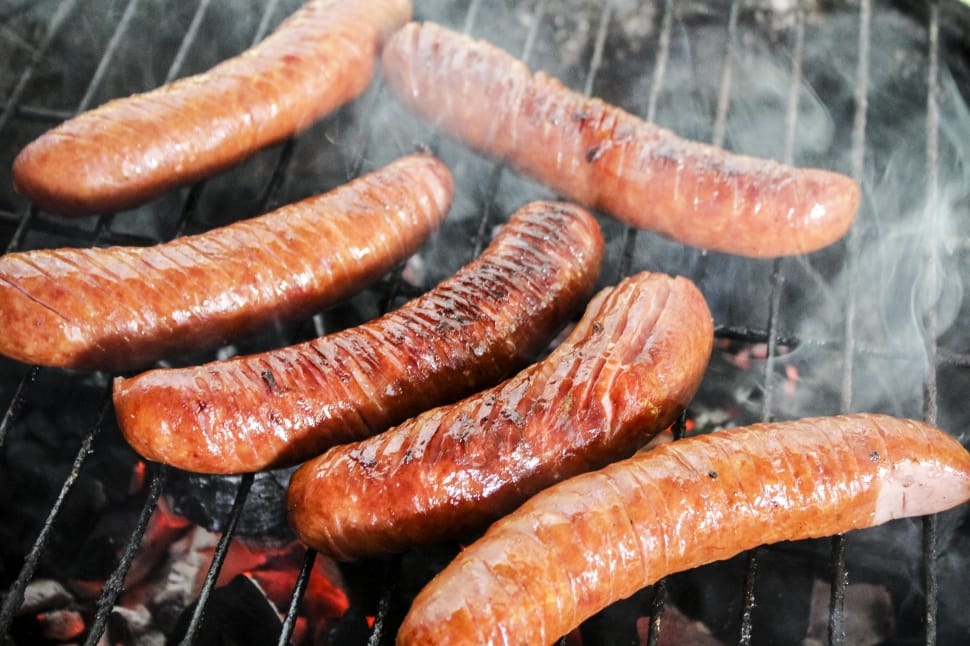 six grilled sausages preview