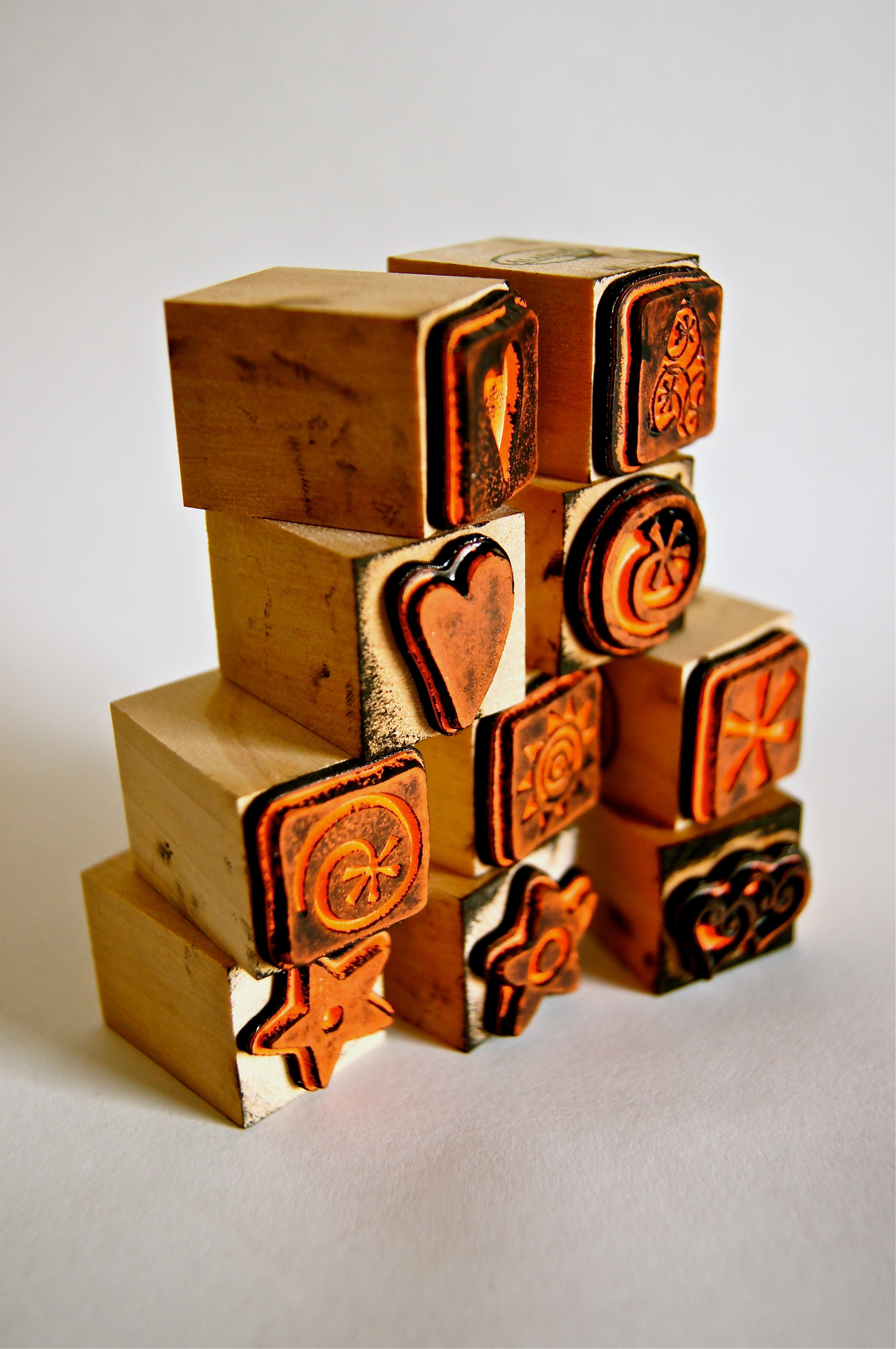 brown wooden cube decors
