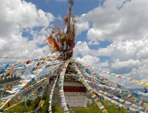 Prayer Flags, Tibet, Landscape, Clouds, cloud - sky, sky thumbnail
