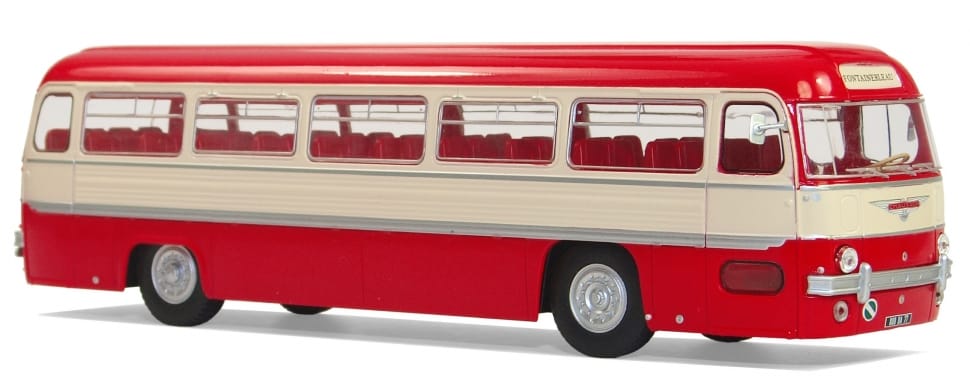 red and beige bus preview