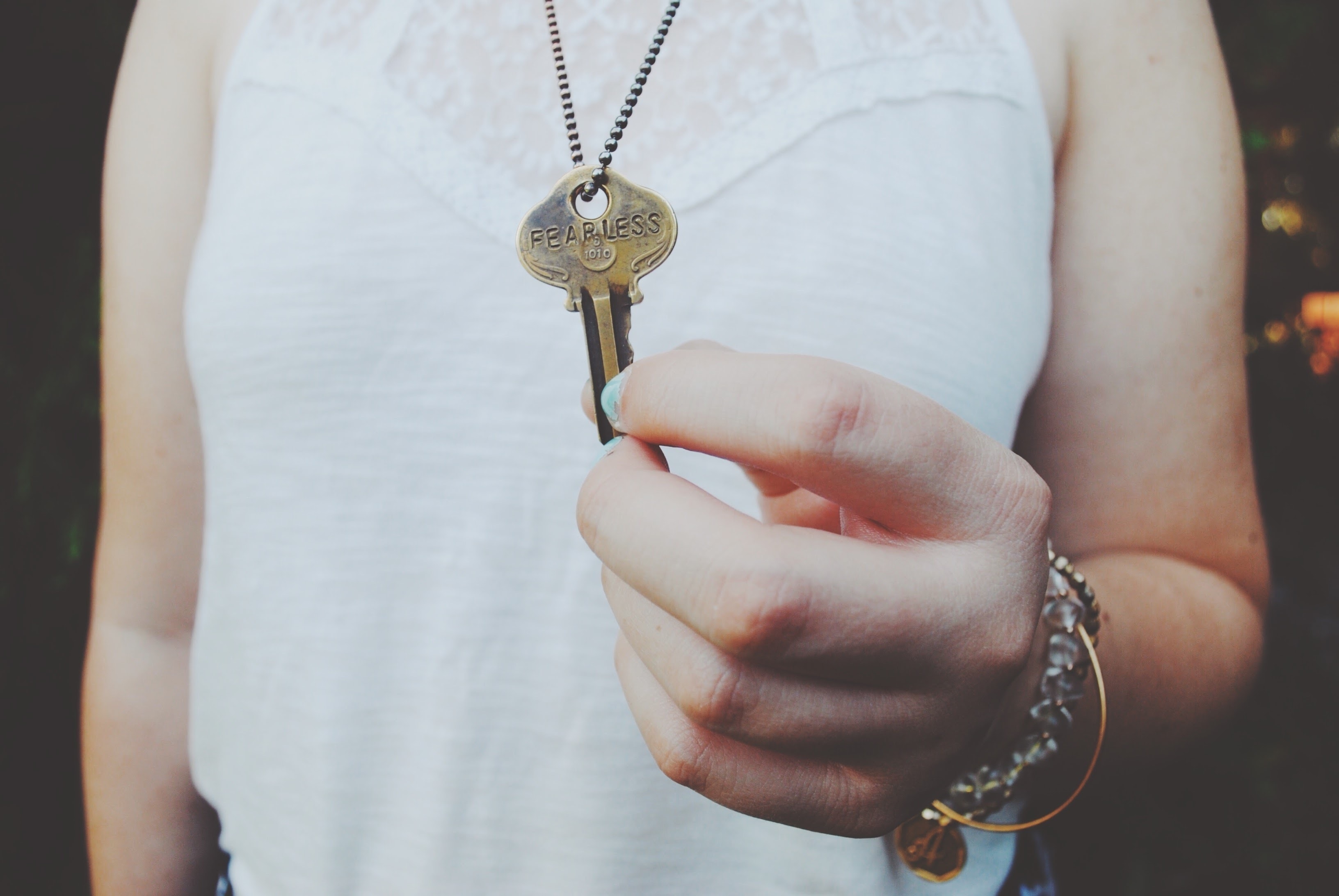 brass key pendant necklace