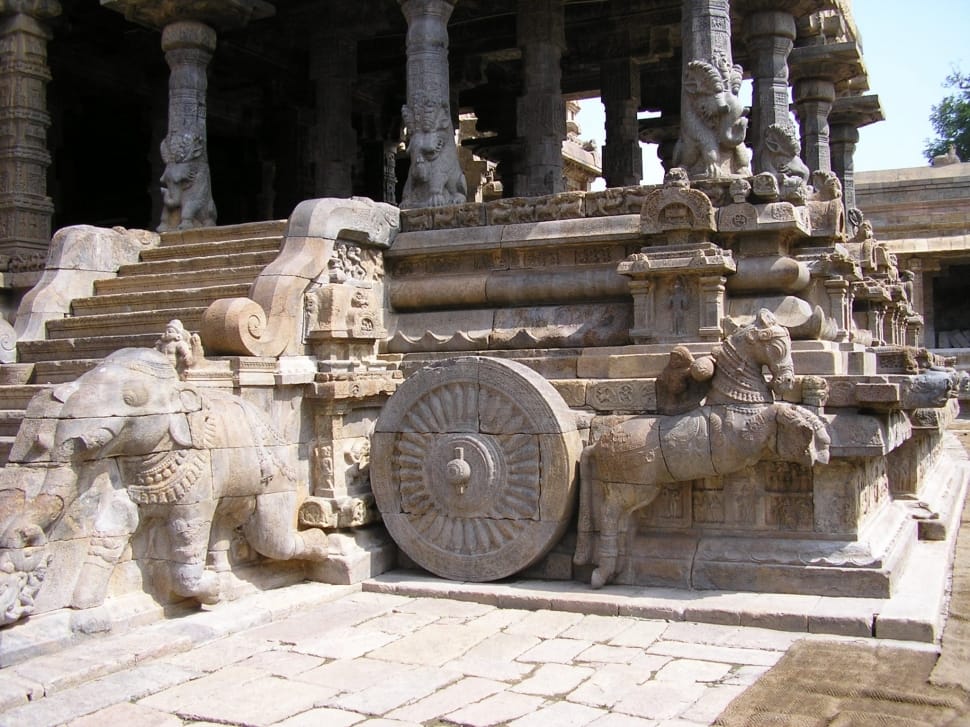 photograph of temple with animal design preview