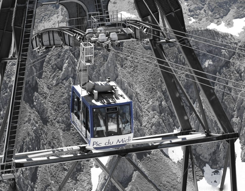 white and blue cable car preview