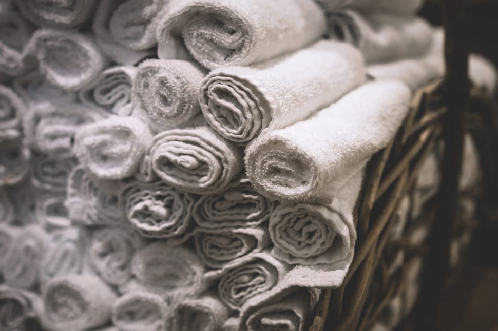 white rolled bath towel lot preview