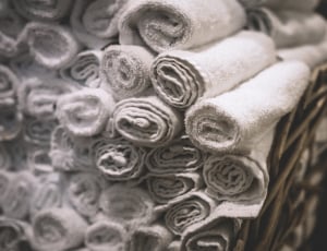 white rolled bath towel lot thumbnail