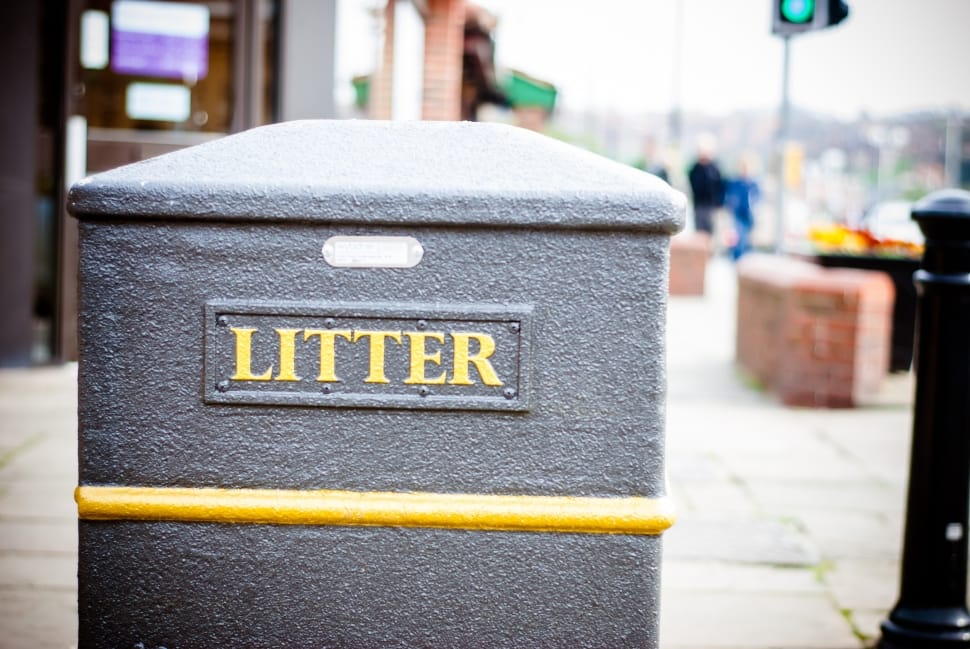 Trash, Whitby, Garbage Bin, City, Street, focus on foreground, day preview