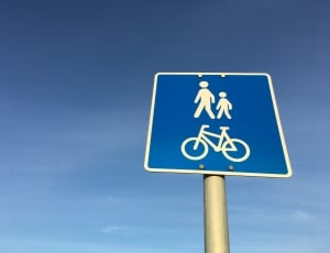 Road Sign, Motorcyclist, Pedestrian, blue, differing abilities thumbnail