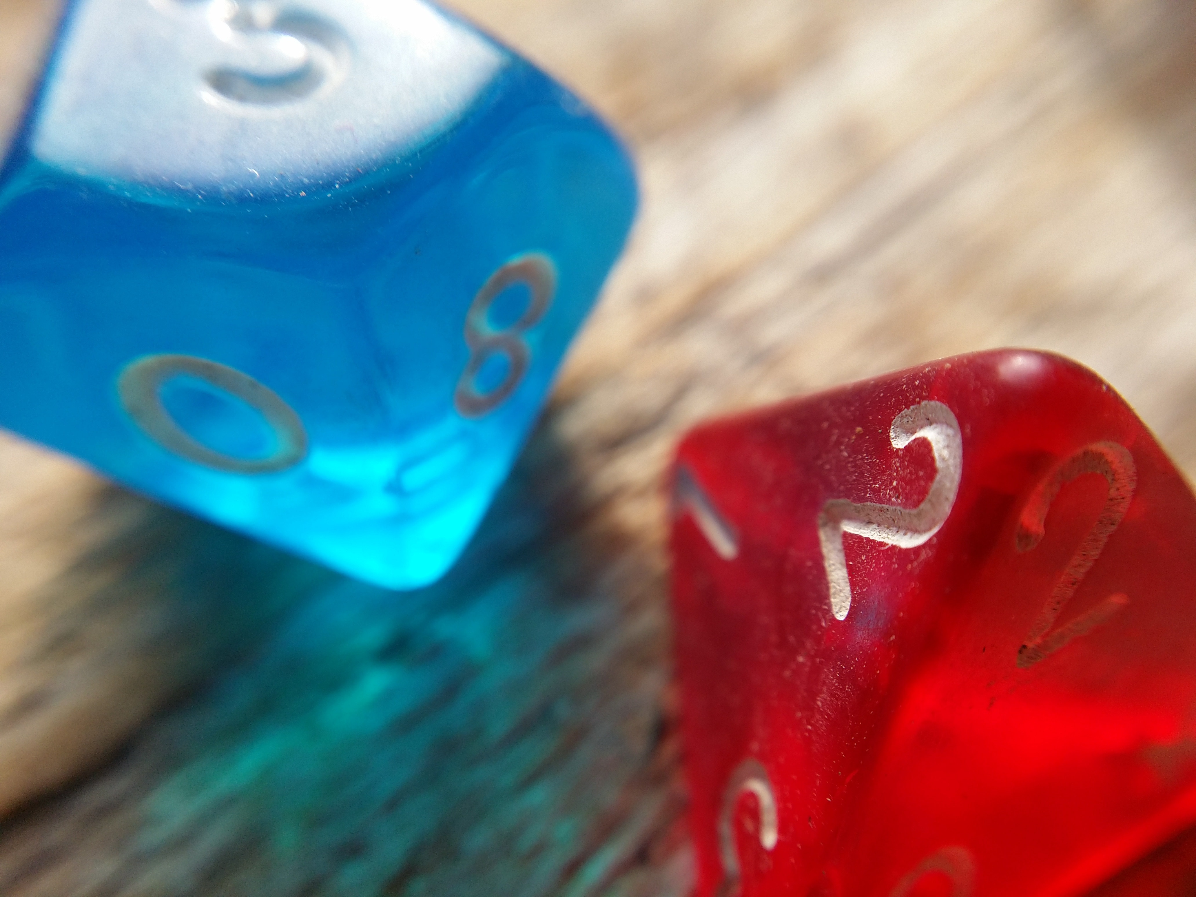 blue dice and red dice