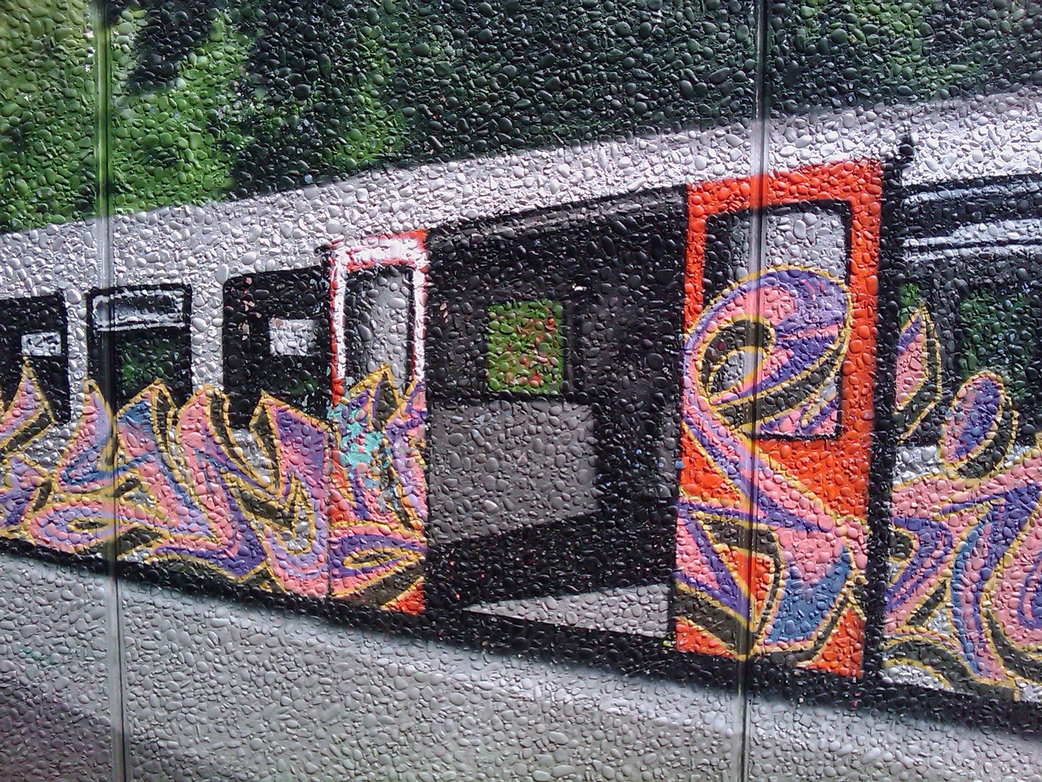 multi color graffiti wall art