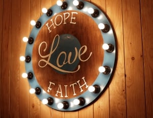 blue and brown hope, love and faith round decor thumbnail