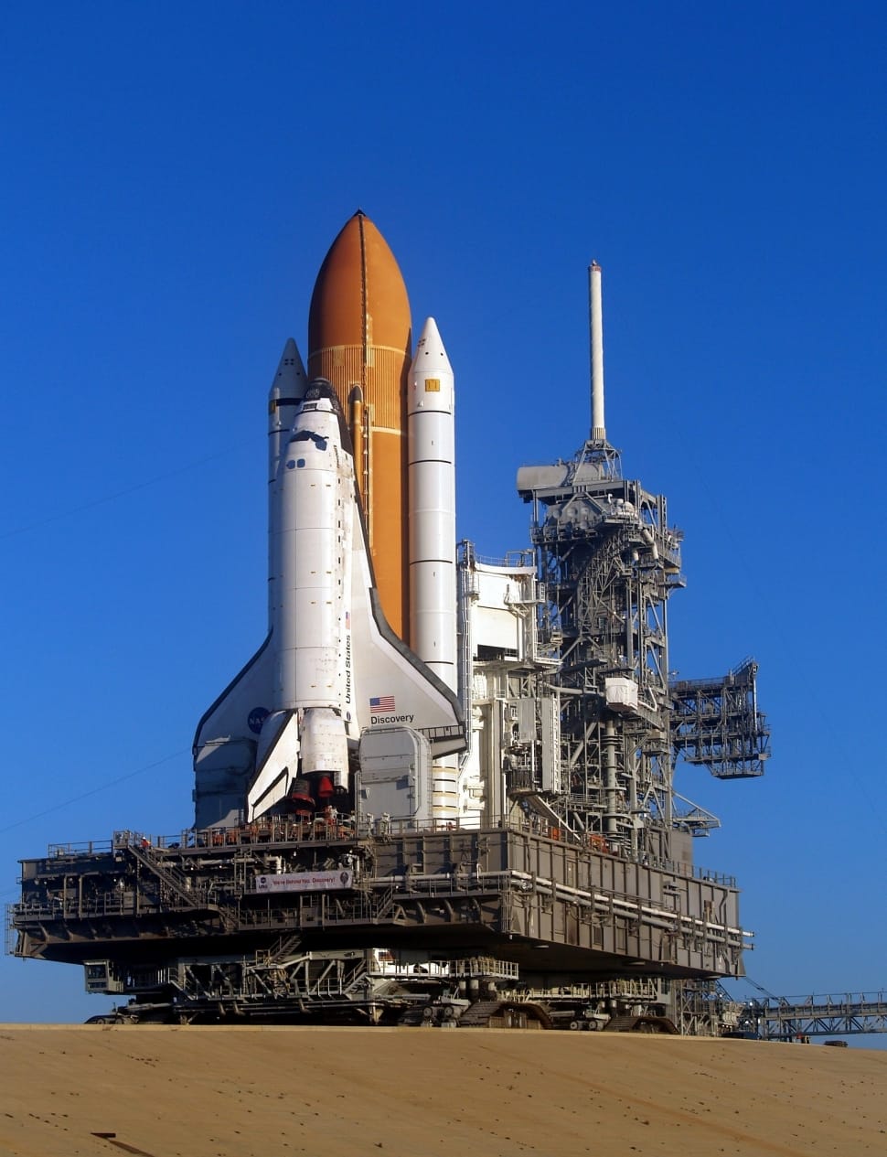 Rollout, Discovery Space Shuttle, blue, industry preview
