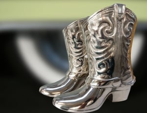 gray patent leather cowboy boots thumbnail