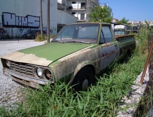 Car, Abandoned, Pickup Truck, Oldtimer, transportation, green color thumbnail