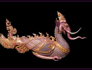 Mythical Creatures, Dragon, Elephants, one animal, black background thumbnail