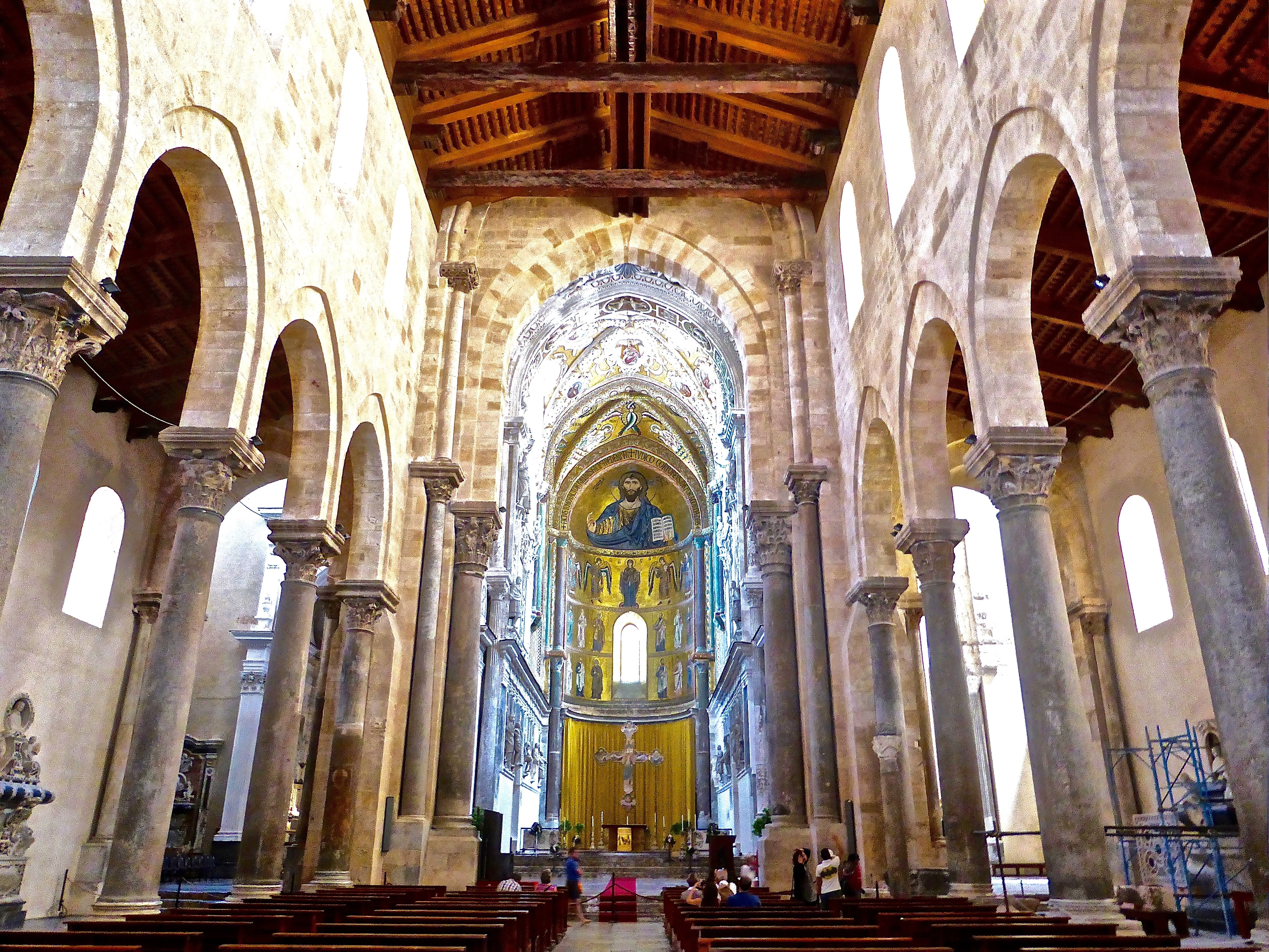 Cefalu, Cathedral, Sicily, Nave, arch, architecture
