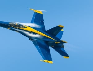 blue and yellow jet fighter plane thumbnail