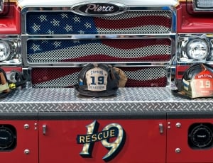 black and red pierce truck bumper with Rescue 19 decal thumbnail