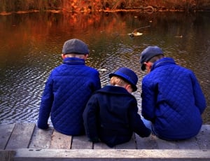 Autumn, Nature, River, Fall, Boys, Blue, togetherness, rear view thumbnail