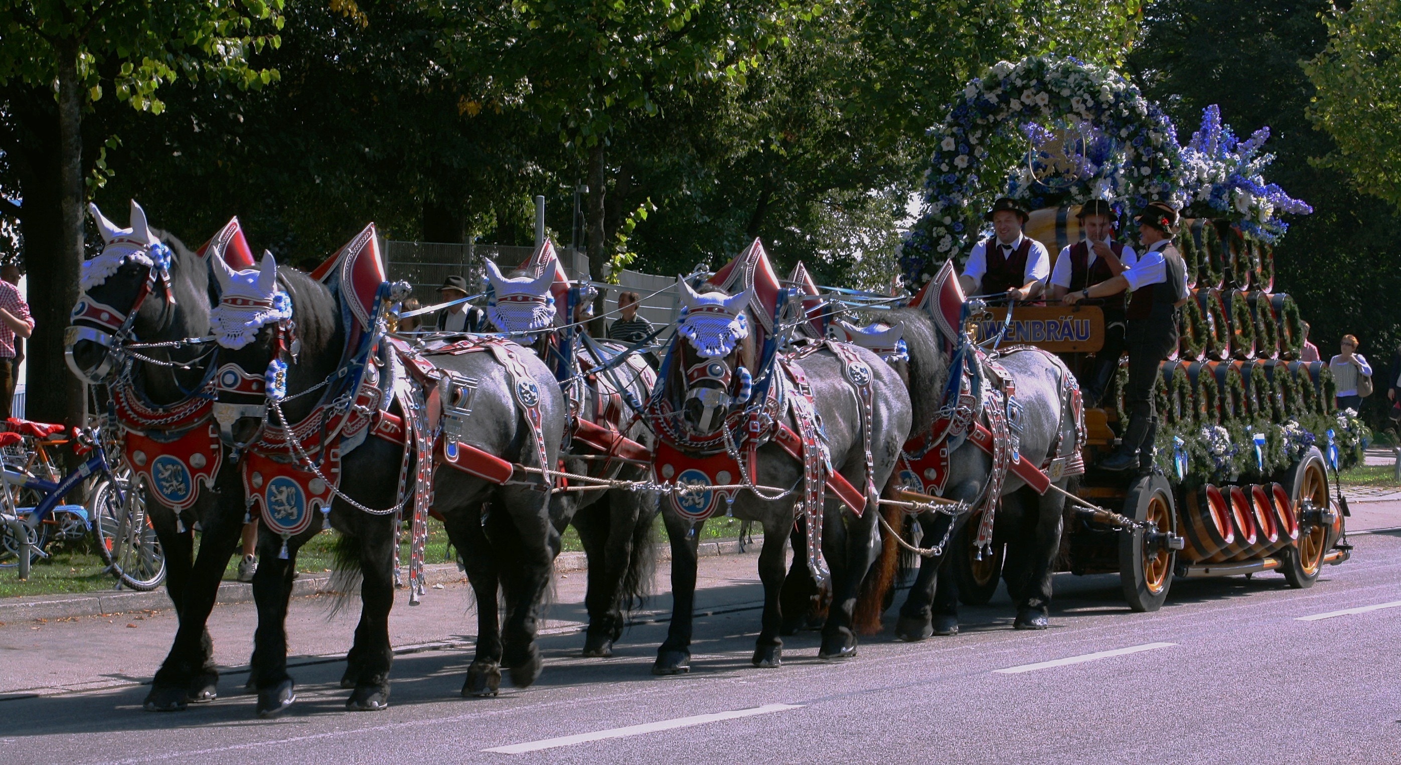 horse carriage parade during daytime