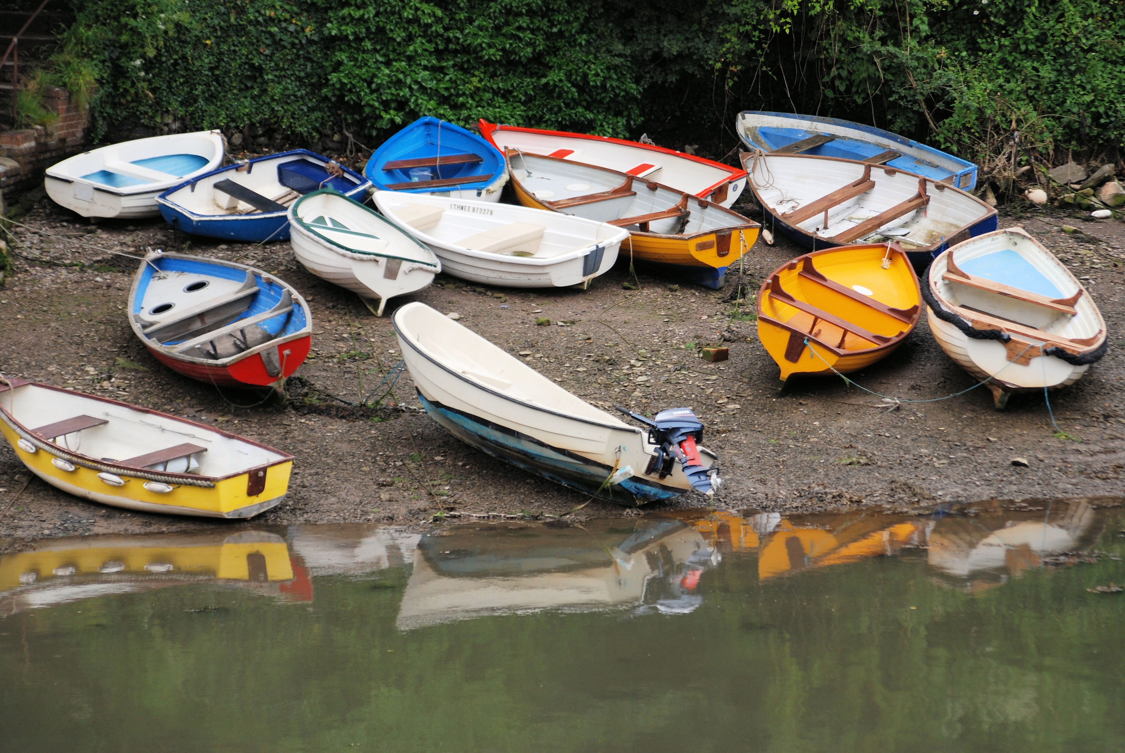 Colorful, Rowing Boats, Riverbank, Boats, nautical vessel, moored