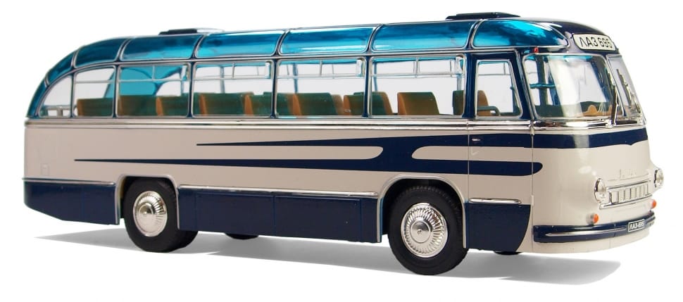 blue and white bus preview