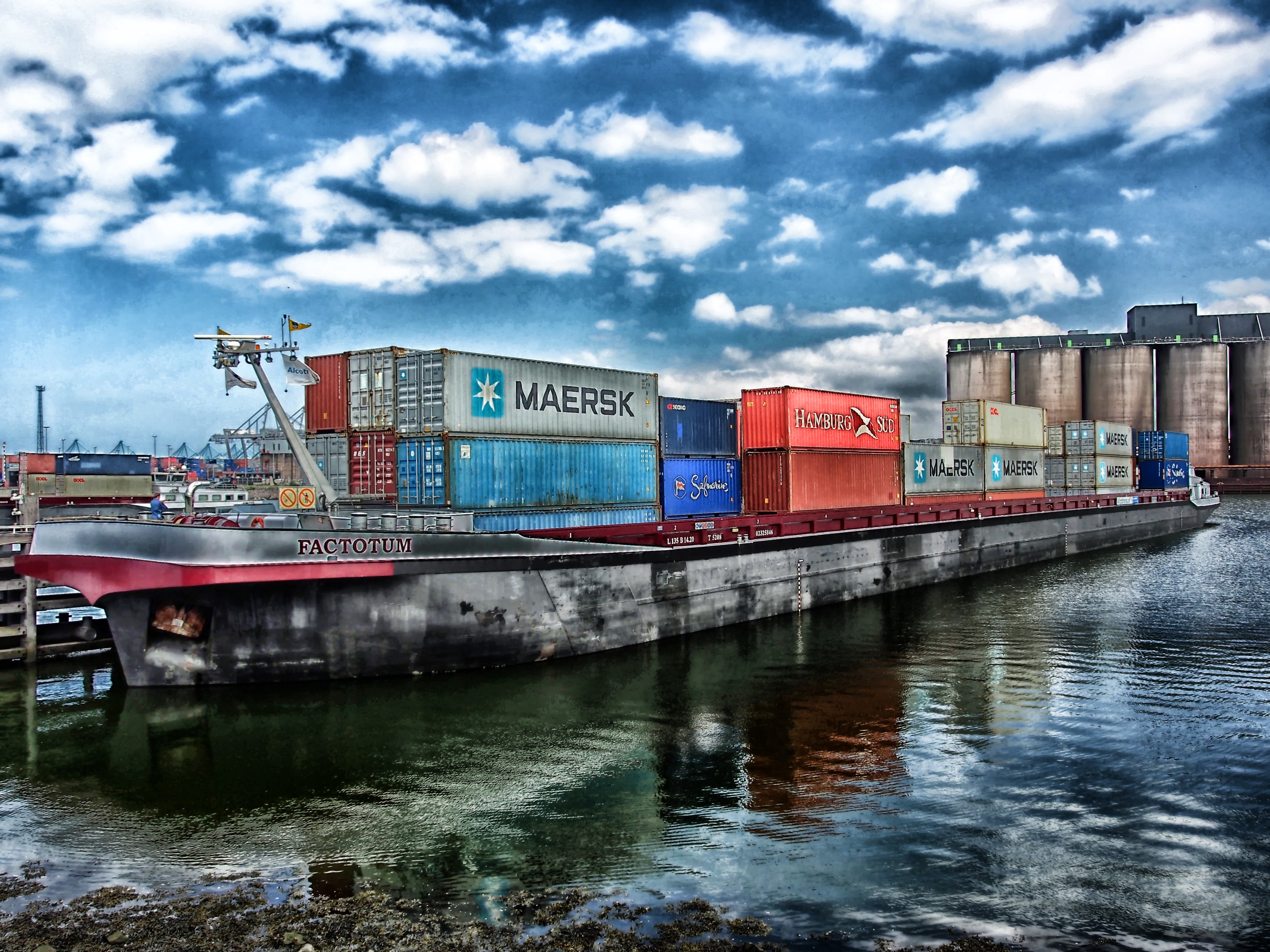 Crates, Ship, Netherlands, Rotterdam, cloud - sky, cargo container