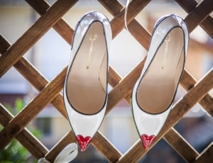 women's white and red pointed toe stilettos thumbnail