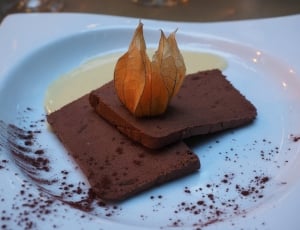 brown chocolate on white ceramic plate thumbnail