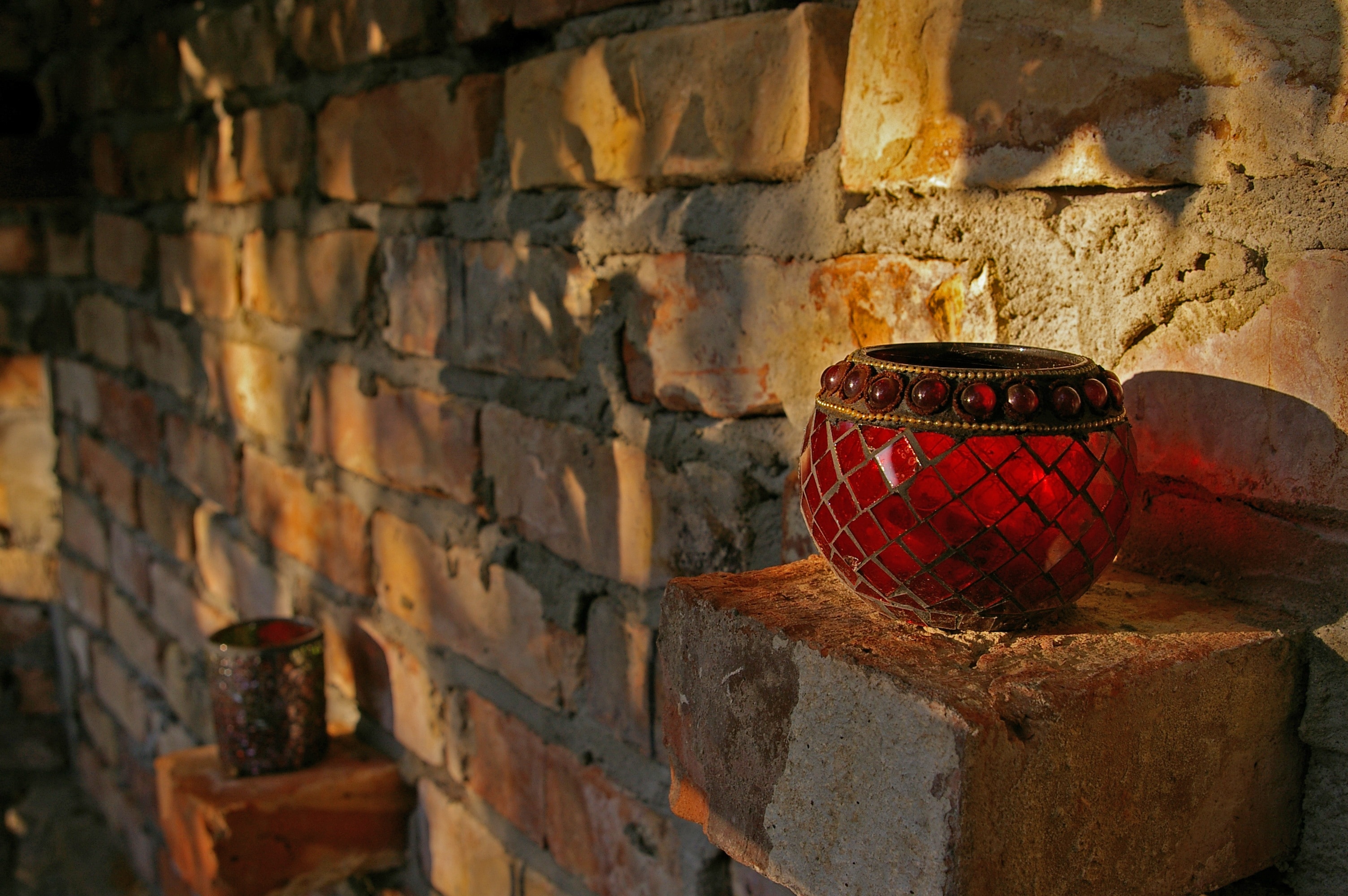Oriental, Stones, Windlight, Wall, wine, red