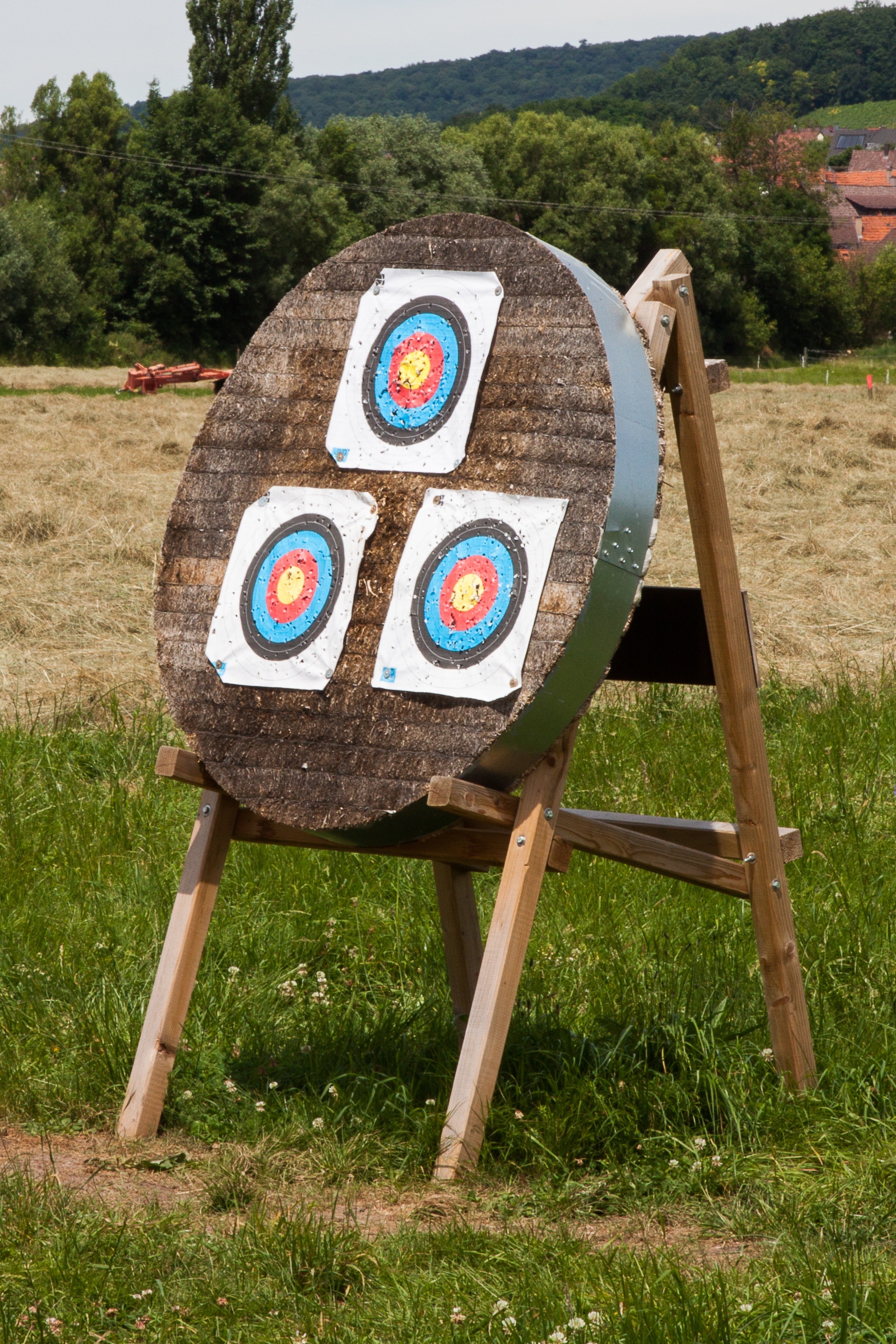 brown wooden frame archer target