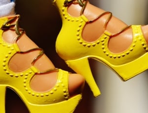 women's yellow close toe stiletos thumbnail