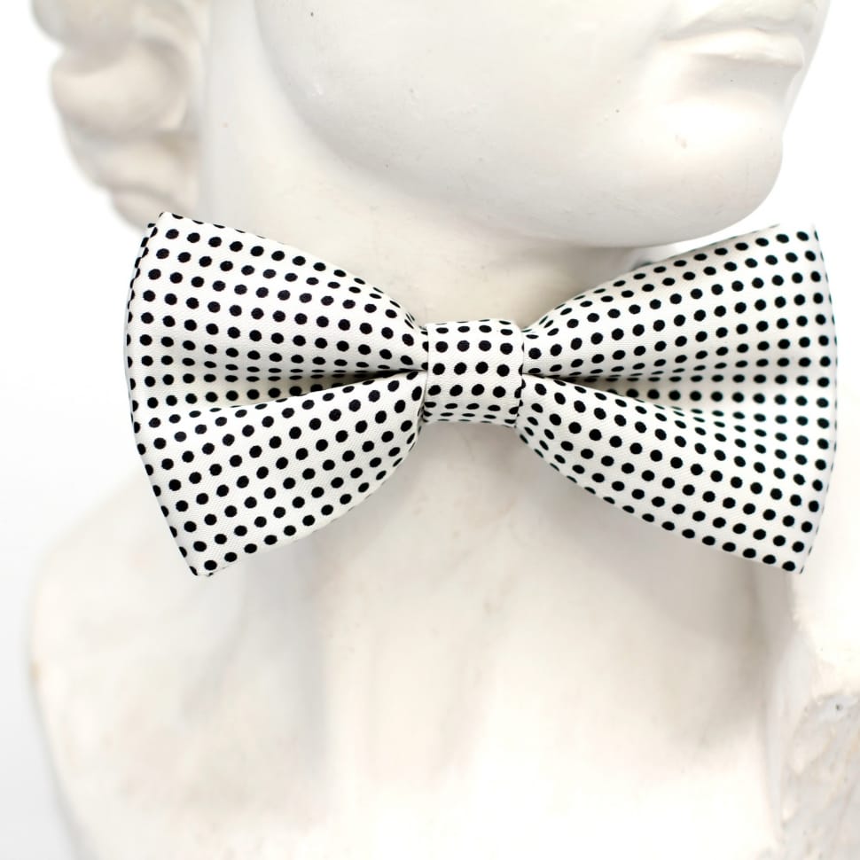 white and black polka dots bow preview