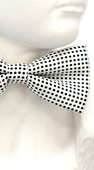white and black polka dots bow thumbnail