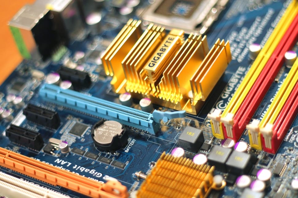 blue gigabyte computer motherboard preview
