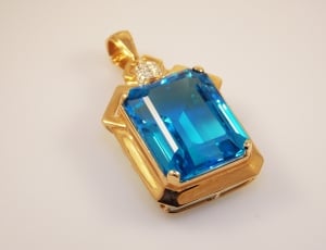 gold blue rectangle gemstone cut pendant thumbnail
