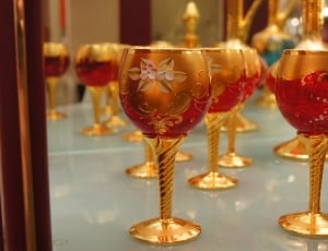 gold and red wine glass lot thumbnail