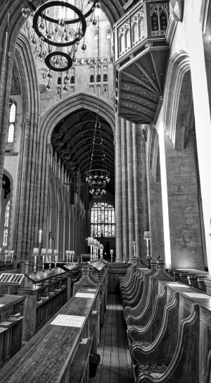 grayscale photo of cathedral thumbnail