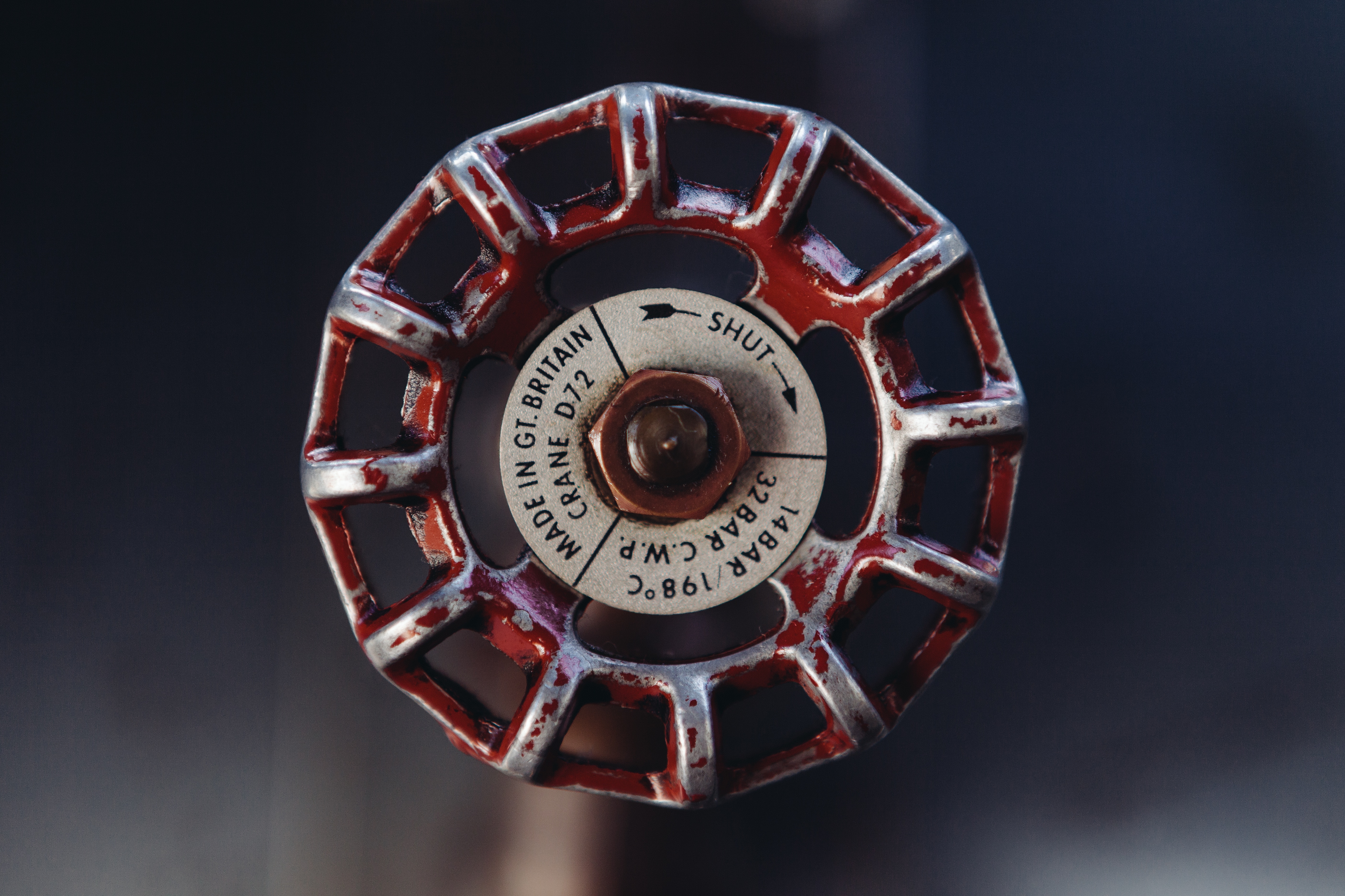 red and grey valve knob