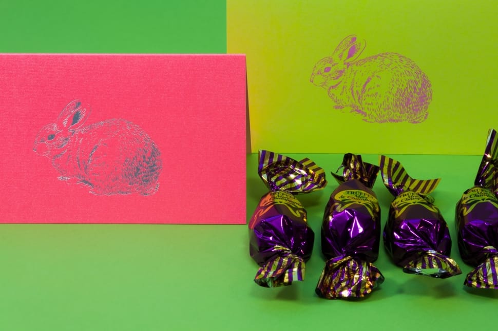 Chocolate Pralines, Spring, Easter Bunny, green color, colored background preview