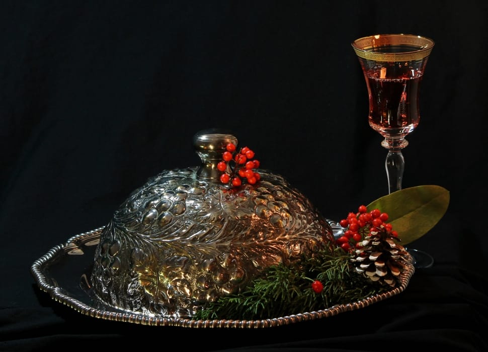 Holiday Still Life, Christmas Party, food and drink, black background preview