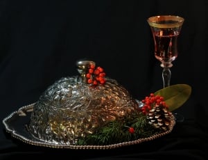 Holiday Still Life, Christmas Party, food and drink, black background thumbnail