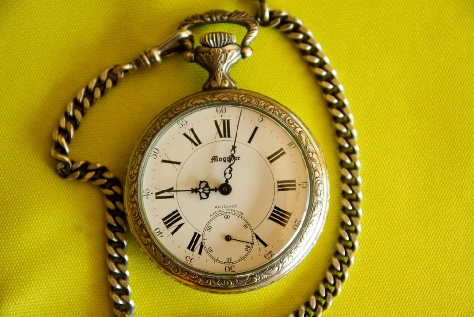 silver pocket watch 9:02 preview