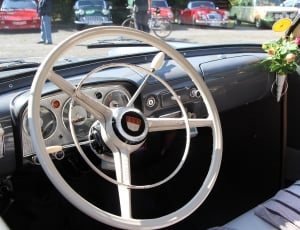 white auto steering wheel thumbnail