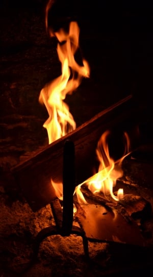 bonfire during night time thumbnail