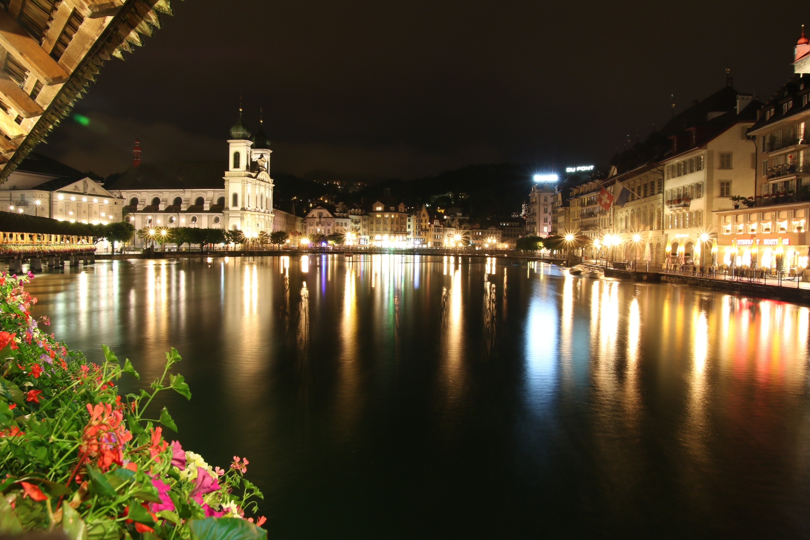 Swiss, River, Night View, Bamsi, illuminated, night