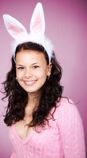 women's white bunny headband thumbnail