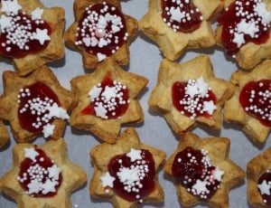 star cookies with cherry syrup toppings thumbnail
