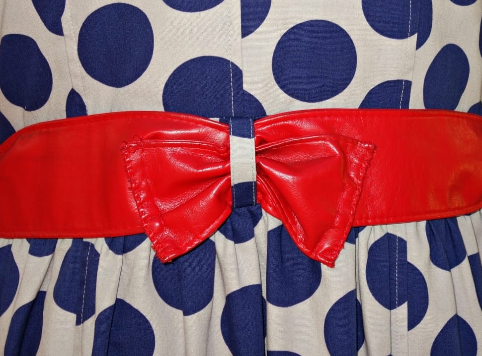 white blue and red polka dot top preview