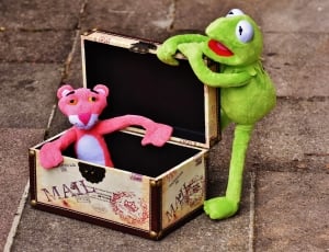 pink panter plush toy and hermit the frog plush toy thumbnail