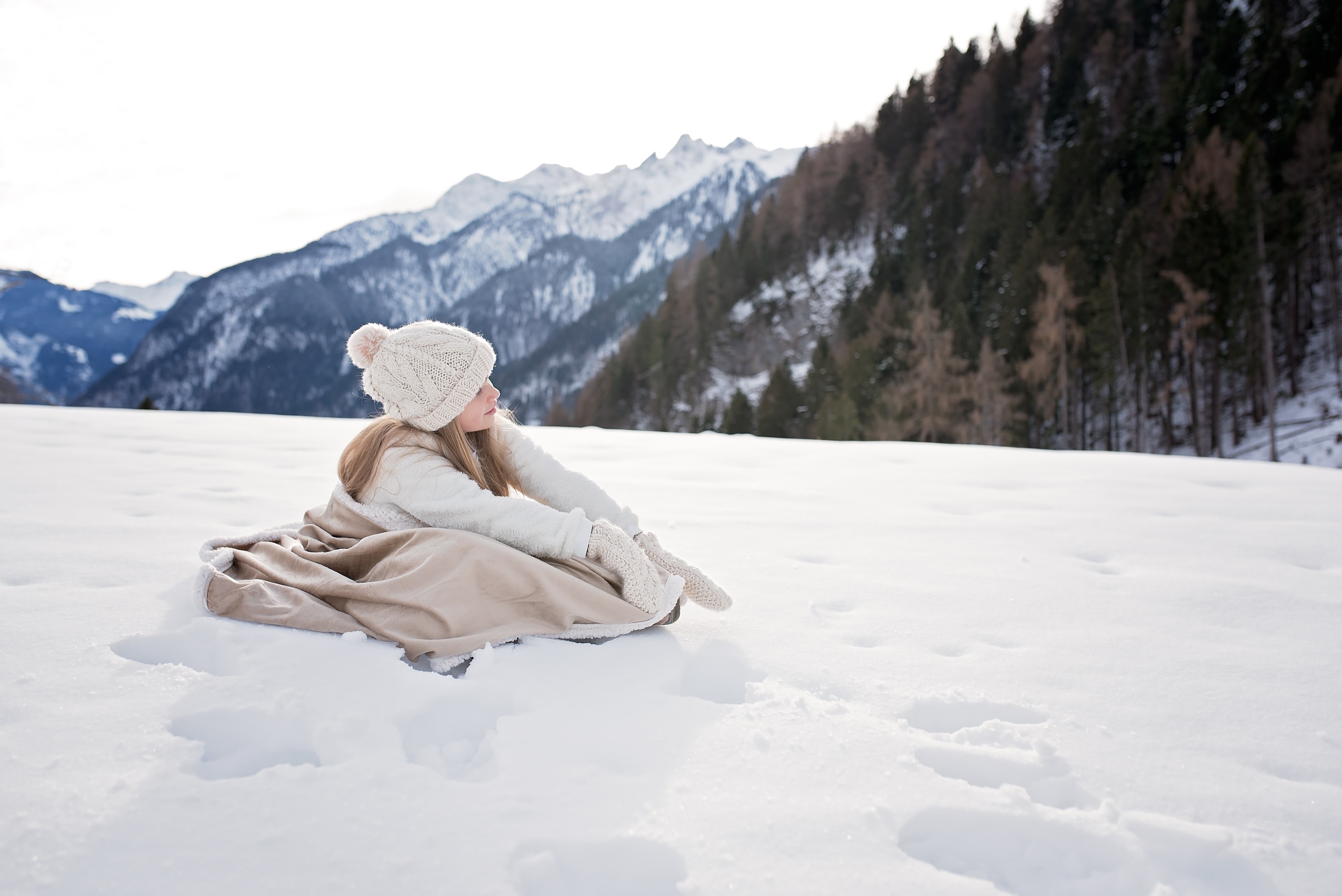 girl in white winter jacket